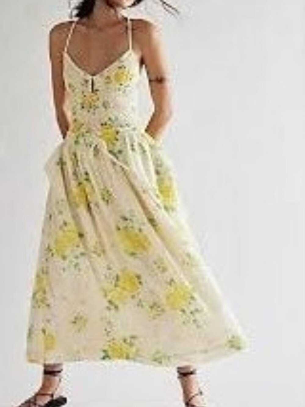 NEW Free People Seaside Rose Skirt Womens S Festival Yellow Cottagecore Boho
